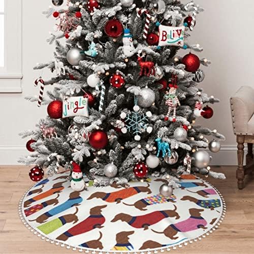 חצאית עץ חג המולד עם קיצוץ פום Dachshunds-Swaeters-XMAS-Gift Sticking Kickenations Home Coldations 48