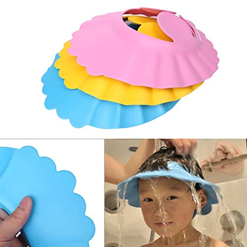 1 חתיכות תינוק מקלחת כובע, רך מתכוונן רחצה לשטוף שיער מגן עבור תינוק צבע אקראי