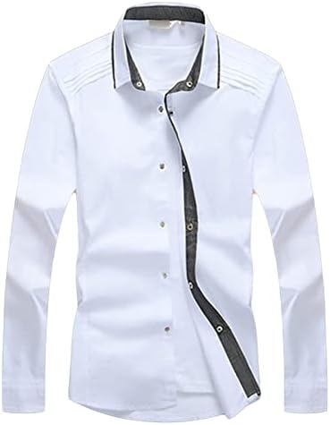 חולצת כפתור עסקית של גברים מטה רגילה חולצת צווארון ניגודיות עם שרוול ארוך