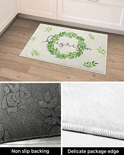 שטיחי אמבטיה מחצלת דלת 20 על 31.5 אינץ אביב ירוק עלים הוא עלה כפרי רקע רך פלאפי מיקרופייבר שטיח שטיח קטיפה עבה