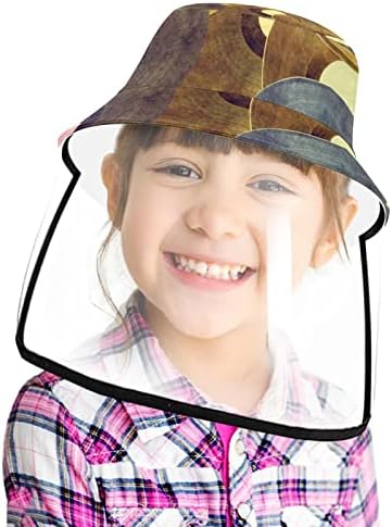 כובע מגן למבוגרים עם מגן פנים, כובע דייג כובע אנטי שמש, רשומות וינטג 'דפוס רטרו אמנות