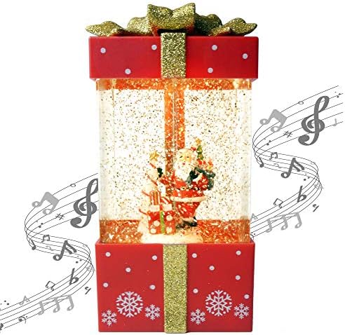 חג המולד גלובוס שלג קופסת מתנה מוזיקלית סוללה סוללה המופעלת LED מוארת מים נצנצים לקישוט חג המולד