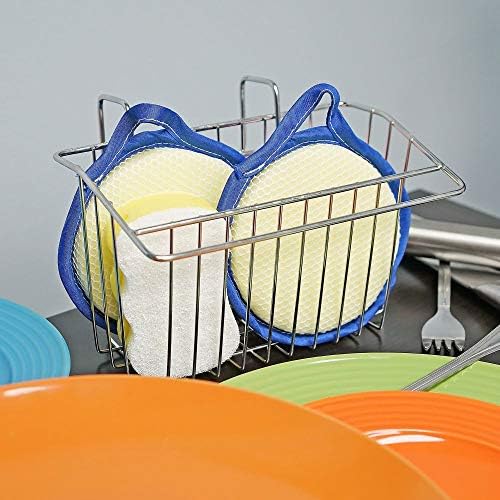 מטבח כיור ספוג מחזיק נושא כלים עבור מברשת סבון לשטיפת כלים חומר ניקוי מייבש מתלה. כרום