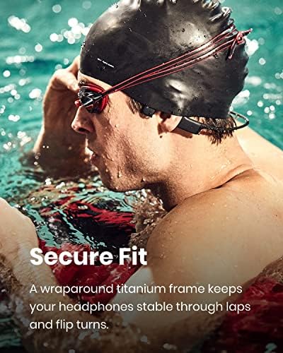 Shokz Openswim שחייה mp3 - הולכת עצם MP3 אוזניות אטומות למים לשחייה - אוזניות אלחוטיות פתוחות, ללא Bluetooth, עם