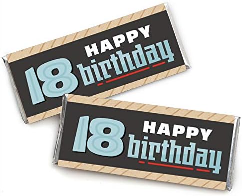 נקודה גדולה של אושר ילד יום הולדת 18 - ממתקים עטיפת בר שמונה עשרה טובות יום הולדת - סט של 24
