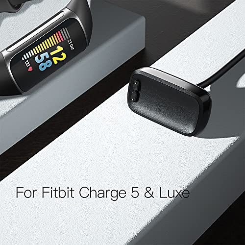 מטען Awinner תואם לטעינה של Fitbit 5/Luxe, החלפת מטען USB מתאם מטען כבל טעינה כבל לטעינה 5 כושר מתקדם וגשש בריאות