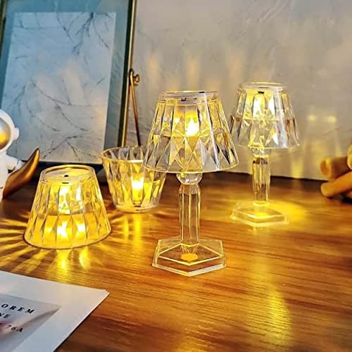 מנורת שולחן אלחוטית Mapperz, מנורות פלסטיק זכוכית לבנה גבישית ניידת עם נורת זהב לקריאת שולחן, חדר שינה, סלון, מסעדה,