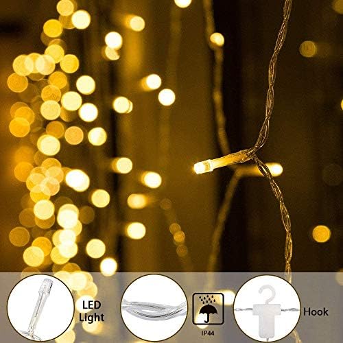 קישוט לחג המולד אורות מיתר נדרים, יצירתי תלת מימד נצנוץ אטום אורות תלייה עם תקע USB, 4.6ft 46 LED אורות וילון