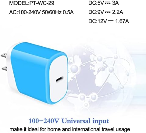 USB C חסימת מטען קיר 20W PD משלוח חשמל סוג מהיר C תקע חסימת טעינה לפיקסל 7A 7 PRO 6A 5 4 XL, SAMSUNG GALAXY
