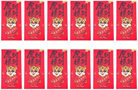 12 יחידות סיני חדש שנה אדום מעטפות 2022 אדום כיס מעטפות 2022 סיני חדש שנה נמר שנה מעטפת הונג באו מתנת כסף מעטפות מזל כסף