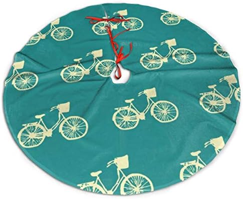 Lveshop teal כחול אופניים אופניים דפוס אמנות חצאית עץ חג המולד חצאית יוקרה עגול מקורה מחצלת חיצונית כפרי קישוטי