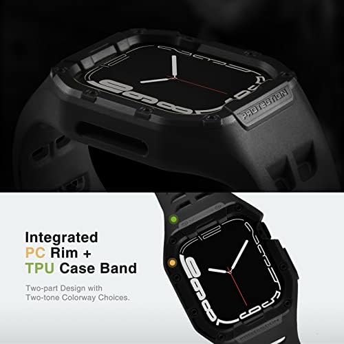 Nereides תואם להקת Apple Watch 44 ממ 45 ממ, רצועת TPU ספורטיבית עם עיצוב תיקים של מסגרת מחשב אטום -זעזועים