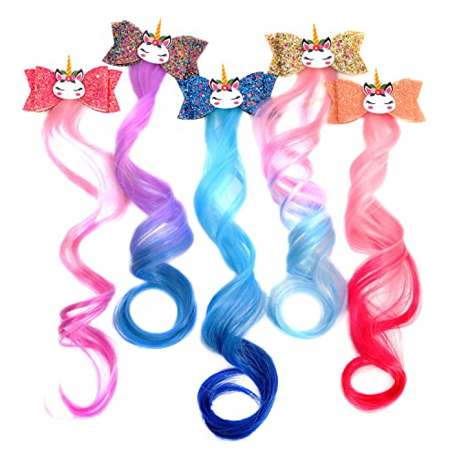 גליטר חד קרן שיער אביזרי שיער קליפ עבור בנות ילדים לפעוטות בנות בנות קשתות עבור שיער שיער הרחבות שיער אביזרי