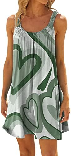 שמלות חוף Zefotim לנשים 2023 רצועת ספגטי ללא שרוולים הדפס פרחוני מזדמן הדפס רופף שמלת חולצה מתאימה