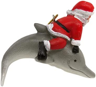 ג ' ולי סנטה רכיבה אפור דולפין חג המולד קישוט, תליית חג המולד עץ קישוטי עבור פלורידה חוף בתים, 5 סנטימטרים