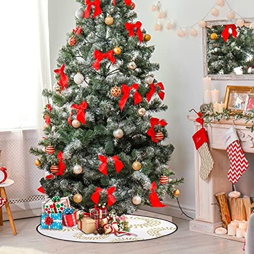 מעגל זהב מופשט מחצלת עץ חג המולד אטום עץ עץ עמדת מגש שטיח מחצלת מתחת לאביזר עץ חג המולד לקישוט חג המולד אספקת בית לחג 28 אינץ