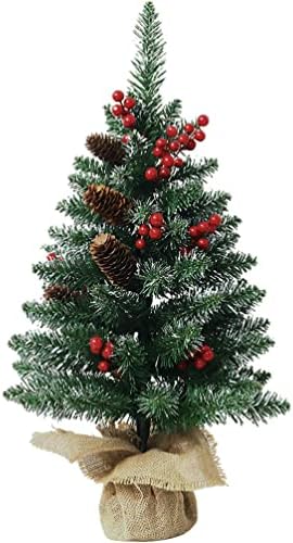 יארדווה שולחן מיני חג המולד עץ חג המולד מלאכותי אורן עץ חג המולד עם ברית פירות יער אדום ועץ חרוט אורן למסיבת חג המולד