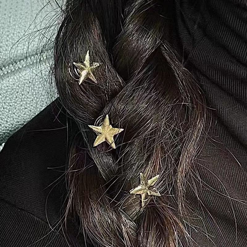 קטעי שיער כוכבים 10 חתיכות לנשים בנות y2k כוכב סיכות שיער ספירליות לחתונה כוכב שיער חרס שיער ספירלי קליפ