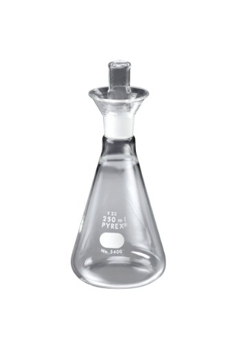 Corning Pyrex Borosilicate זכוכית קביעת יוד בקבוקים עם פקק התחדדות סטנדרטי של זכוכית, 500 מל קיבולת