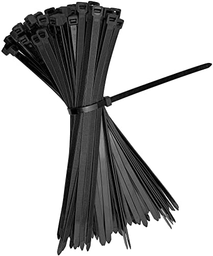 קושר רוכסן כבד 12 אינץ 'עניבת כבל רוכסן שחור עם חוזק מתיחה של 120 קג, קשרי כבלים חזקים תעשייתיים עמידים ל- UV עמידים בפני ניילון