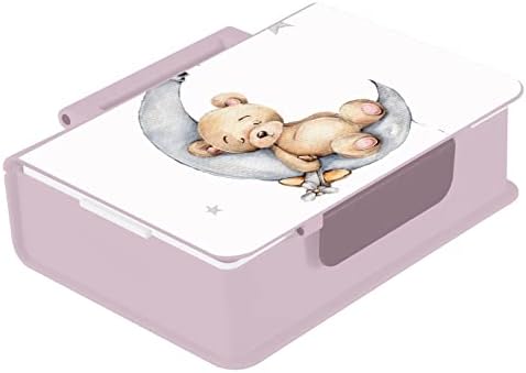 Alaza חמוד דוב ירח כוכב בנטו קופסת ארוחת צהריים BPA ללא דליפה מכולות ארוחת צהריים עם מזלג וכף, 1 חתיכה