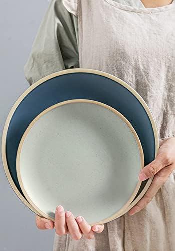 Livingtaste Morandi Ceramic כלי אוכל, 4 חבילות, סט כלים אפר ירוק מט מט צלחת עמוקה בגודל 8 אינץ 'מושלמת למטבח, פטיו,