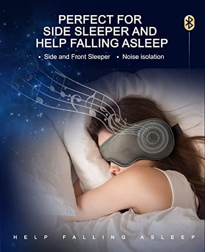 Bluetooth 5.2 אוזניות שינה, מסכת שינה רחיצה למוזיקה תלת מימדית, מסכת שינה אלחוטית עם רמקולים סטריאו HD דקיקים במיוחד ורצועה