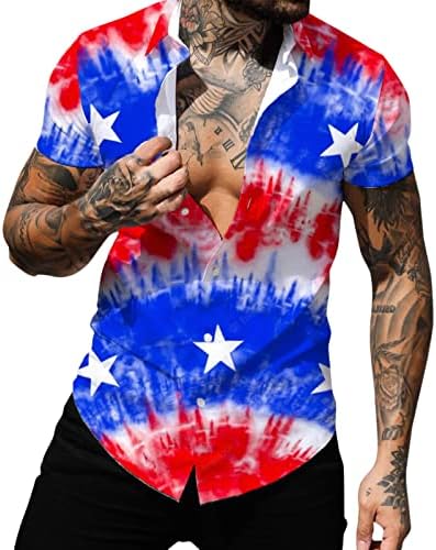 אמריקאי דגל חולצות לגברים כפתור עד, אמריקאי דגל הוואי חולצה לגברים כפתור למטה 4 יולי אלוהה חוף חולצת טי