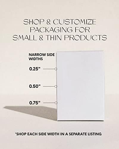קופסת נייר לבנה, אריזת מוצרים למוצרים דקים, צרים, קטנים, עומק צד 0.25 , בחר באורך ורוחב, חבילה של 35