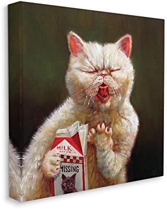תעשיות סטופל חסרות קופסת חלב חתול פנים חמוצות חיית מחמד משפחתית, שתוכננה על ידי אמנות קיר בד לוסיה הפרנן, 24 על 24,