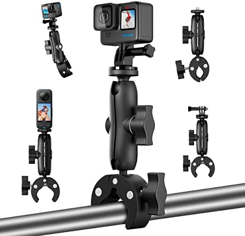 מצלמת Martvsen מהדק הרכבה לאביזרים עבור GoPro, מחזיק מהדק כידון אופניים אופנועים מתאם זרוע קסם כפול 360 ° עם