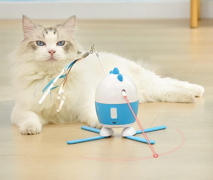 צעצוע חתול של Ladumu עם הקרנת לייזר לאביזרי חיות מחמד מהנים צעצוע נוצה לחתול לאימון אוטומטי ייחודי לחשמל לחתלתול
