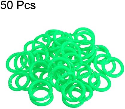 Patikil 0.8 OD 0.6 Id טבעות עלים רופפים, 50 חבילות טבעת קלסר פלסטיק לספר אלבום תמונות מחברת Scrapbook, ירוק
