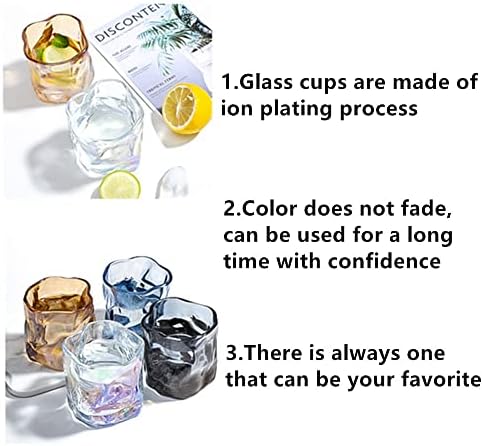 צ ' יסלים 2 יחידות עבה מעוות כוס זכוכית, יצירתי זכוכית בירה זכוכית, קריסטל מיושן משקפיים עבור מגניב מים, חלב, קפה, ויסקי