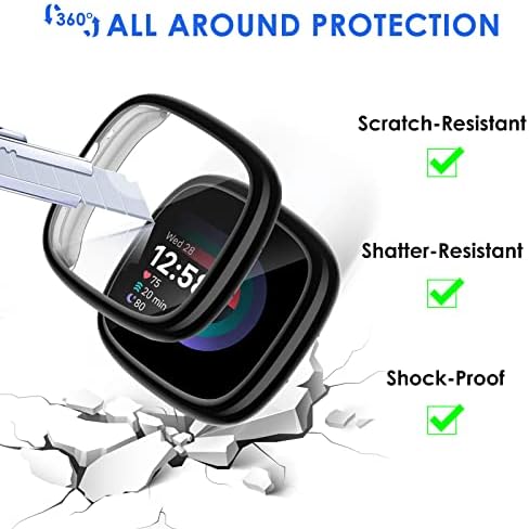Cimilar 3-Pack Protector Case תואם ל- Fitbit Sense 2/Versa 4, TPU רך-דקיק פגוש מצופה כל סיבוב מקרי הגנה על
