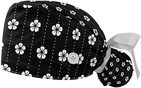 כובע עבודה של Kigauru 2 PCS עם כפתורים ופס זיעה, כובע בופנט שרוך קוקו קוקו