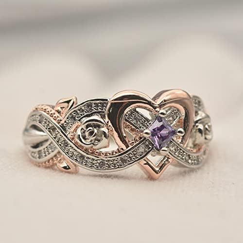 חמניות טבעת גודל 5 חתונה טבעת לב צורת הבטחת טבעת משובץ מבריק זירקון נשים המפלגה תכשיטי כלה אירוסין אביזרי העליות
