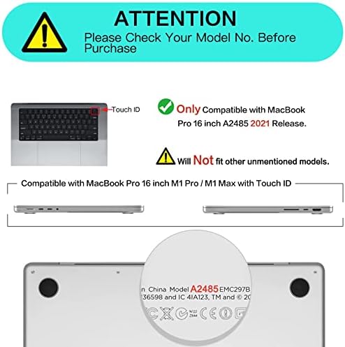 Mosiso תואם ל- MacBook Pro 16 אינץ 'מארז 2021 שחרור A2485 M1 PRO / M1 MAX, מארז פגז קשה פלסטיק וכיסוי מקלדת מגן ומסך מגן