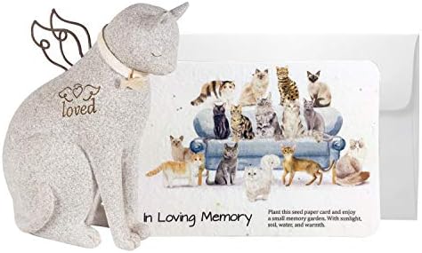 חיות מחמד זיכרון מתנות קשת גשר חתול מלאך פסל זיכרון עם בעבודת יד באהבה זיכרון חתול זרעי פרח בר נייר אהדה כרטיסי לחתולים