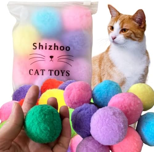 Shizhoo Premium Soft Pom Pom כדורי גורים - צבעים קלים, אינטראקטיביים ומגוונים - כדורי צעצוע מפוארים לאימוני חתלתול ומשחק -