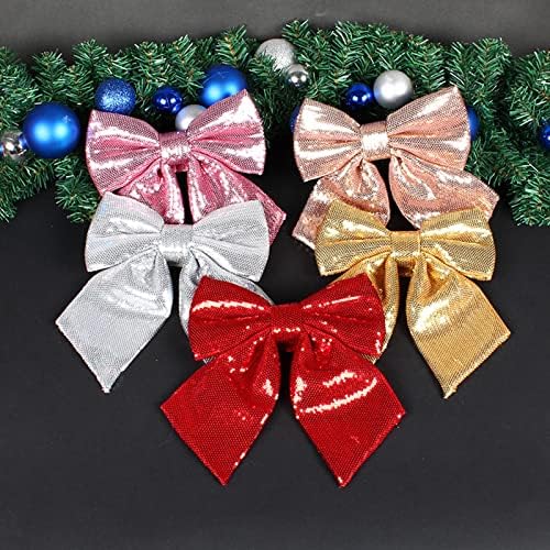 קישוט נצנץ קשת נצנצים DIY עניבת פרפר אביזרי סידור עץ חג מולד קטן עם אורות וקישוטים מתחת ל -10