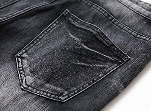 מכנסי ג'ינס קרועים של גברים דקים לגברים לגברים במצוקה הרסו מכנסי ג'ינס ברגליים ישרות