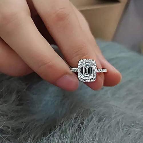 2023 מעודן מלבן מלא יהלומי זירקון טבעת לנשים אירוסין טבעת תכשיטי מתנות טרנדי תכשיטי נוער