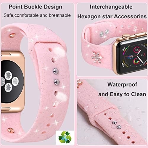 Apple Watch Band Charms תואם לפס Apple Watch אסתטי עם קסמים עם קסמים 38 ממ 40 ממ 41 ממ 42 ממ 44 ממ 45 ממ ילדה נשים, רצועת