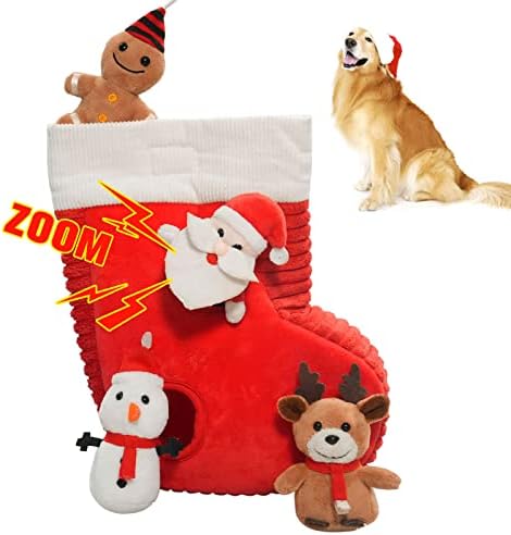 צעצועי כלבי חג המולד של Deomfe לכלבים גדולים - צעצועי גורים אינטראקטיביים מפוארים, כלב לגרב 11 x9