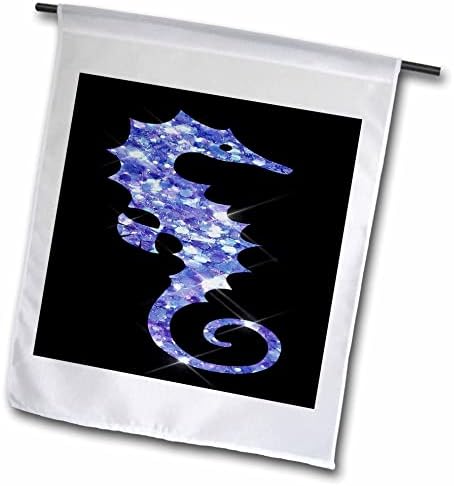 3drose glam תמונה כחולה של איור סוס ים נצנץ שמנמן - דגלים