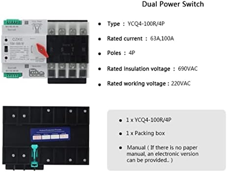 PCGV YCQ4-100R/4P 63A 100A 50/60Hz כוח כפול מתג העברה אוטומטי מתג העברת חשמל מתג העברת חשמל