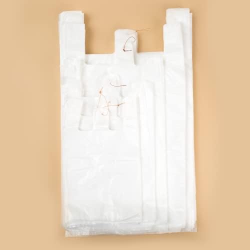 שקית חולצת טריקו רגילה של Goldentime White-תיק קניות בתפזורת, תיק מכולת, מסעדה, חנות נוחות, סופרמרקט, המראה