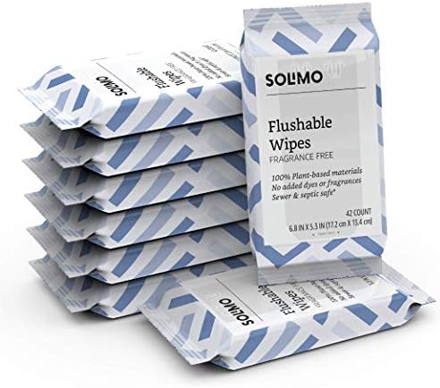 Brand - Solimo מגבוני טואלט למבוגרים סומקים, ללא ניחוח, 42 ספירת