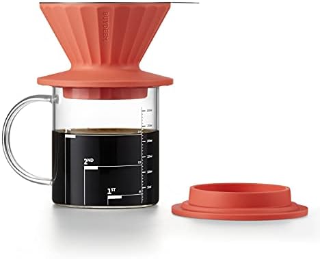 Buydeem שפוך מעל יצרנית קפה, CD1024B, BPA חינם אוכל סיליקון קפה מטיפט, מסנן קפה נירוסטה לשימוש חוזר לספל יחיד,